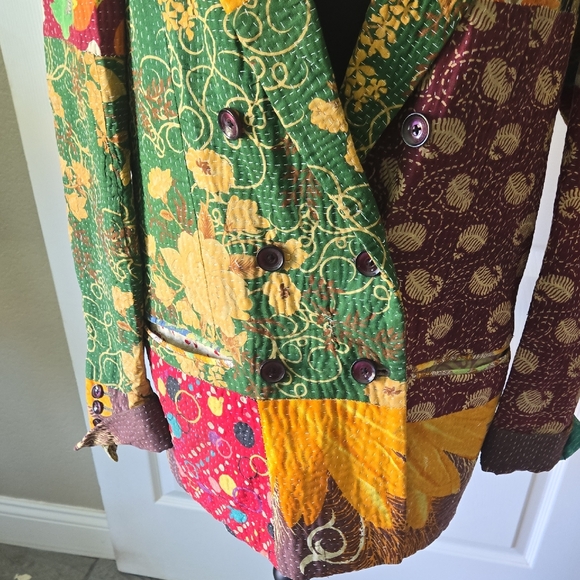 Handmade Kantha Patchwork Blazer Jacket Size 38 UNISEX‎ - Picture 5 of 10